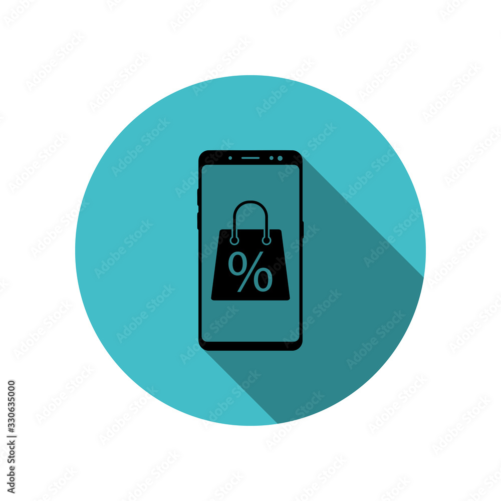 Poster smartphone discount long shadow icon. simple glyph, flat vector of mobile concept icons for ui and u