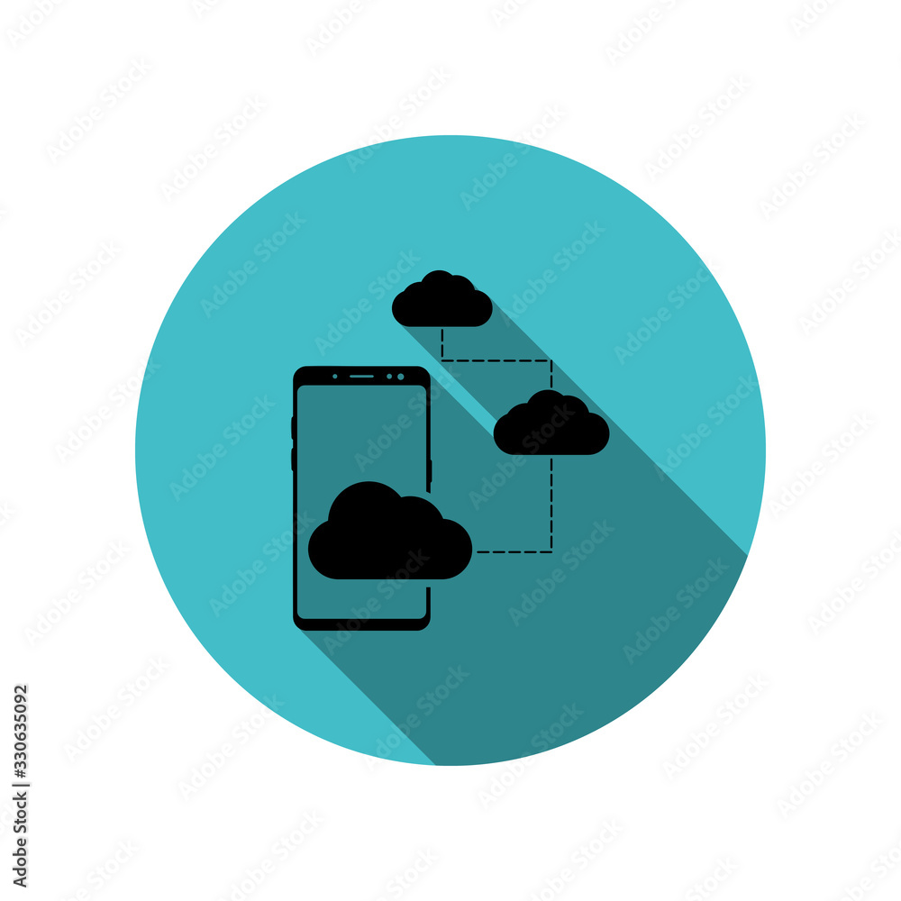 Poster smartphone, cloud long shadow icon. simple glyph, flat vector of mobile concept icons for ui and ux,