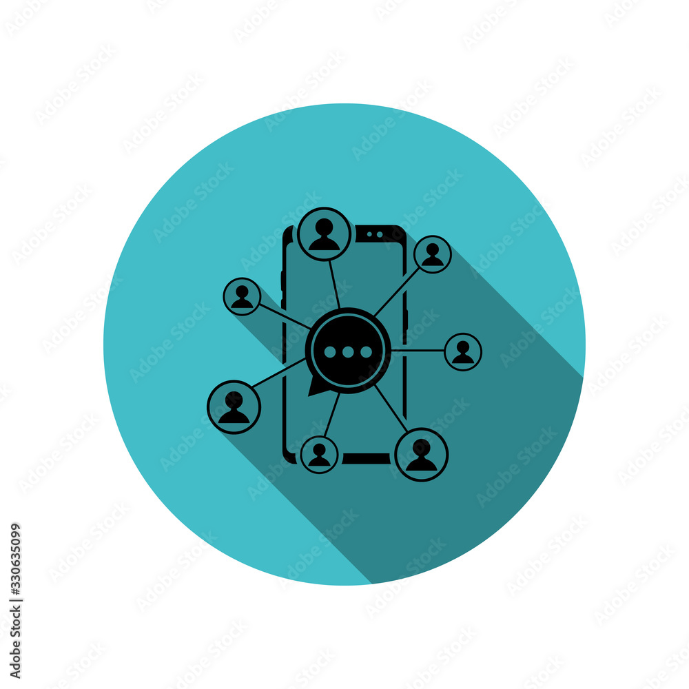 Poster smartphone, connection, users long shadow icon. simple glyph, flat vector of mobile concept icons fo