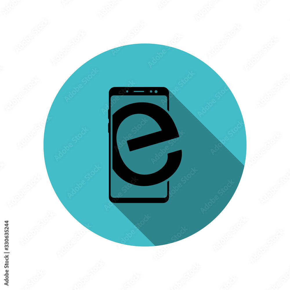 Poster smartphone, internet browser long shadow icon. simple glyph, flat vector of mobile concept icons for