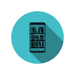 Smartphone online library long shadow icon. Simple glyph, flat vector of mobile concept icons for ui and ux, website or mobile application