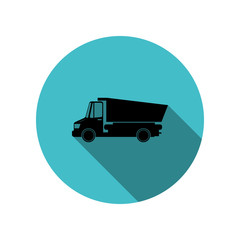 Dump truck long shadow icon. Simple glyph, flat vector of transport icons for ui and ux, website or mobile application