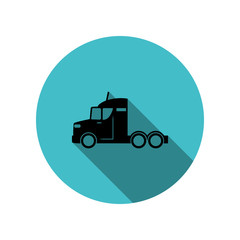 Truck without a trailer long shadow icon. Simple glyph, flat vector of transport icons for ui and ux, website or mobile application