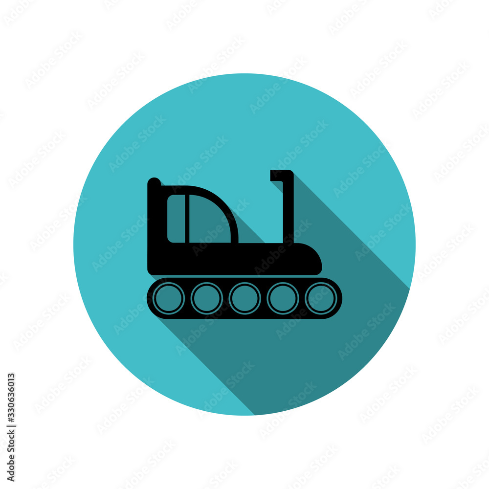 Poster crawler bulldozer long shadow icon. simple glyph, flat vector of transport icons for ui and ux, webs