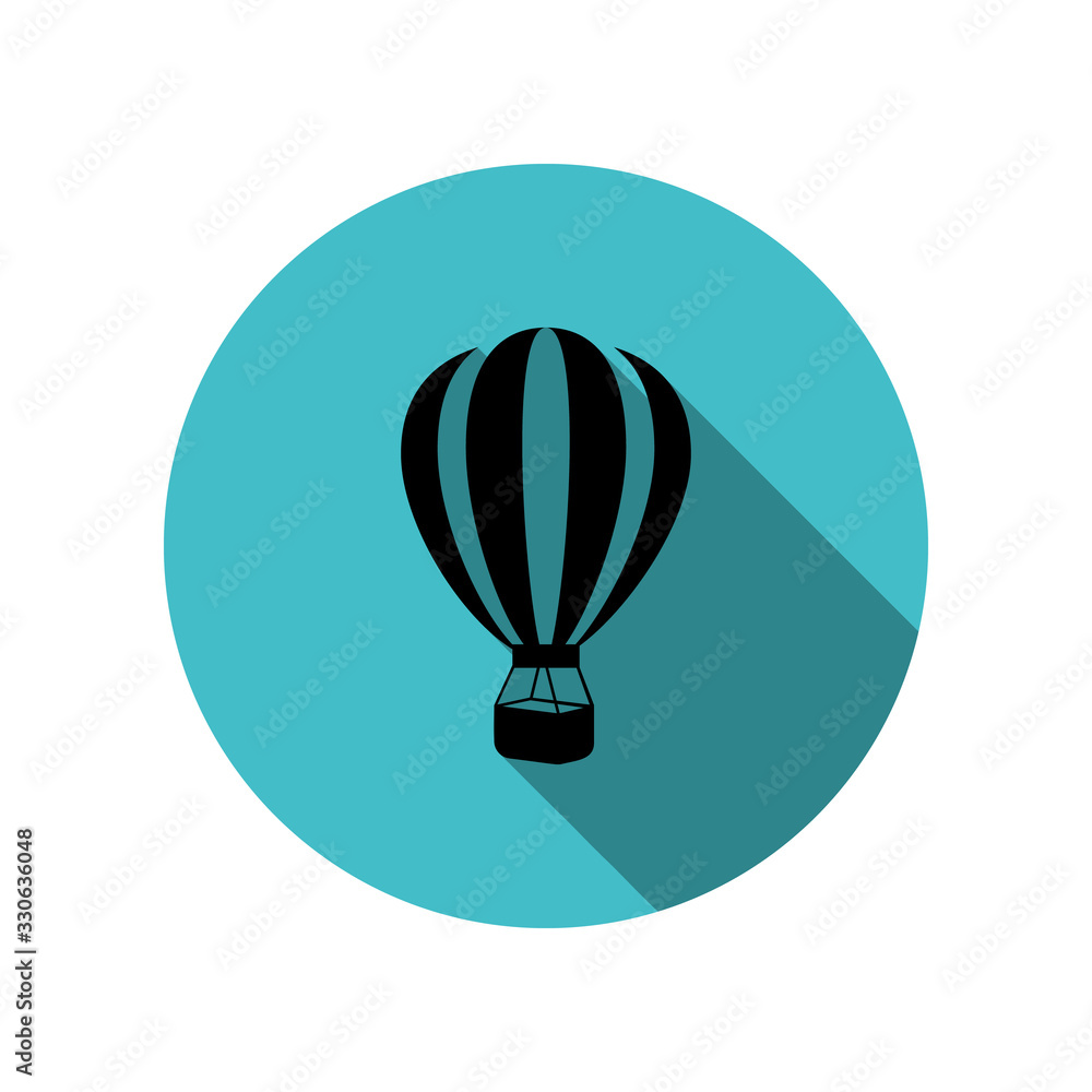 Poster aerostat long shadow icon. simple glyph, flat vector of transport icons for ui and ux, website or mo