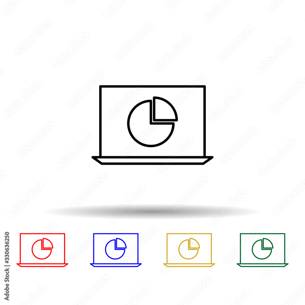 Poster laptop statistics multi color icon. simple thin line, outline vector of online and web icons for ui 