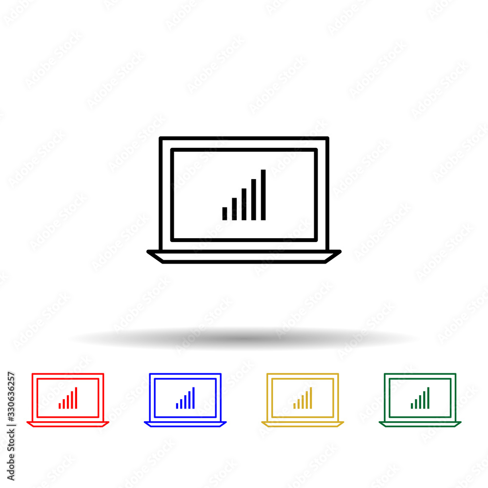 Poster laptop statistics multi color icon. simple thin line, outline vector of online and web icons for ui 