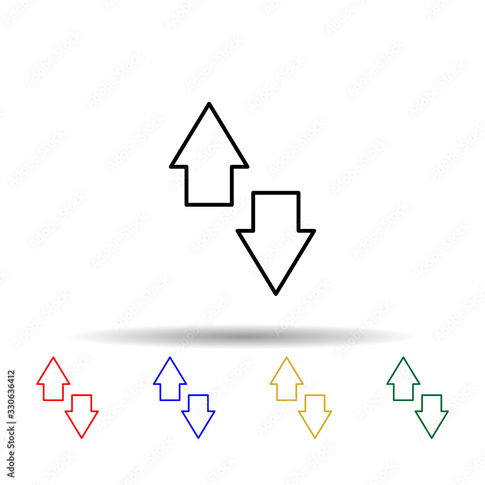 Poster up arrows multi color icon. simple thin line, outline vector of online and web icons for ui and ux, 
