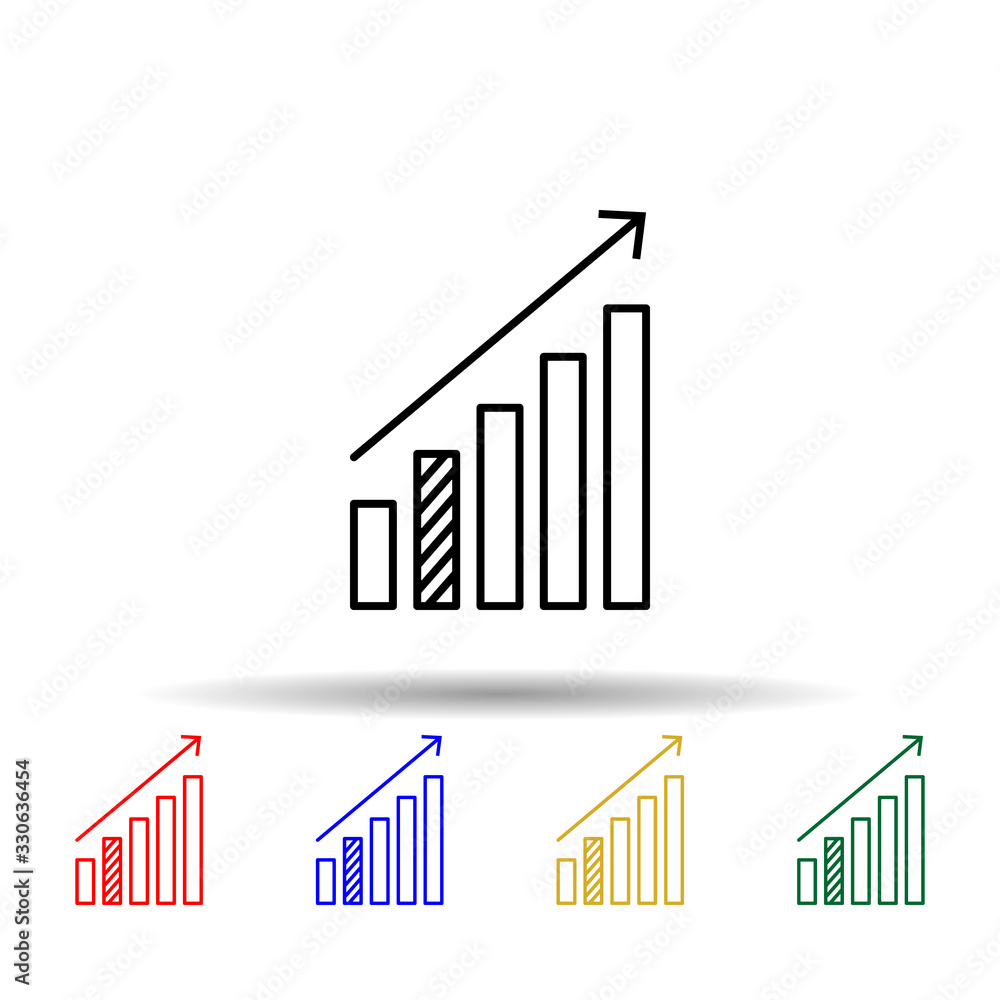 Poster statistics up arrow multi color icon. simple thin line, outline vector of online and web icons for u