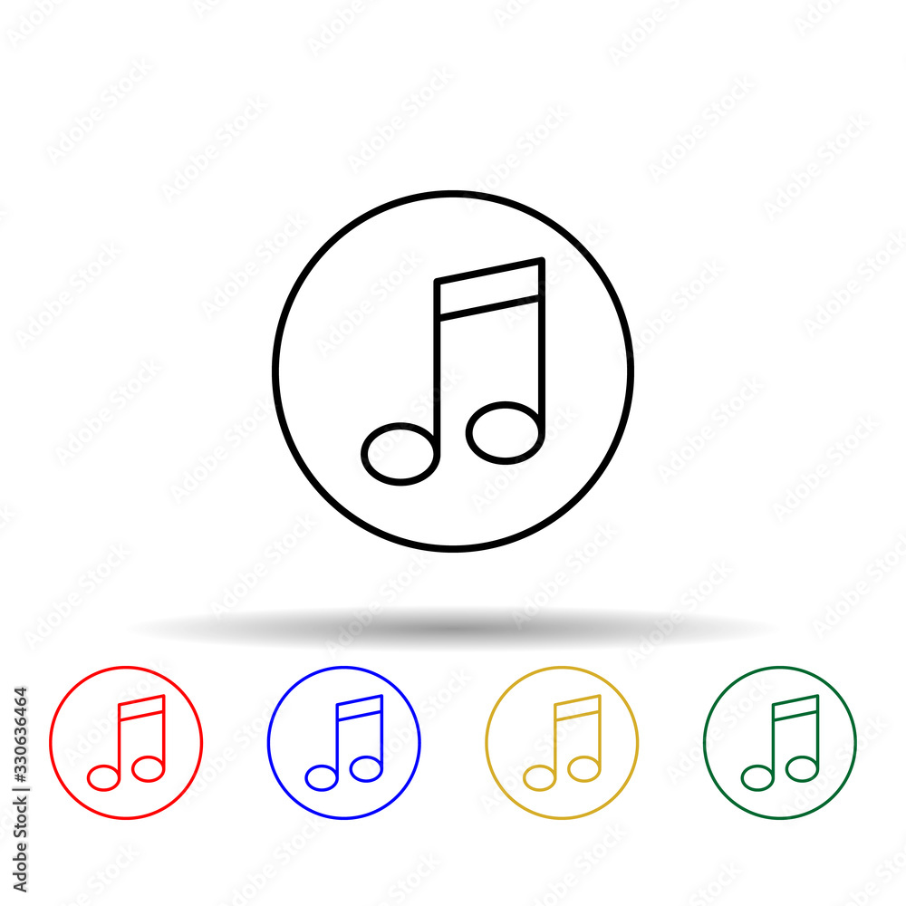 Poster music note multi color icon. simple thin line, outline vector of online and web icons for ui and ux,