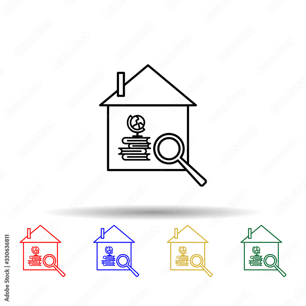 Aufkleber home schooling multi color icon. simple thin line, outline vector of home schooling icons for ui and