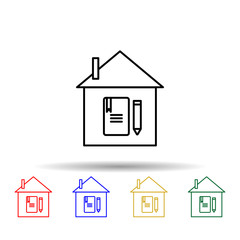 Home schooling, home schooling multi color icon. Simple thin line, outline vector of home schooling icons for ui and ux, website or mobile application