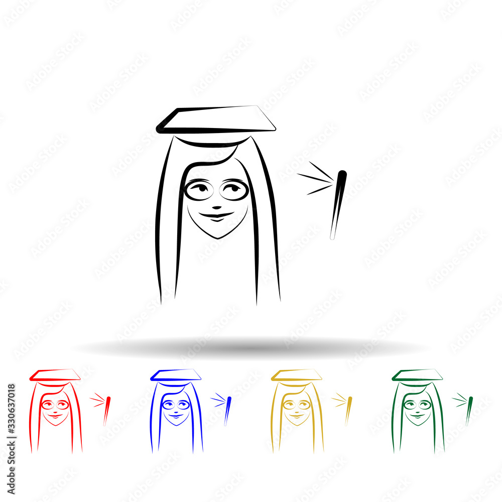 Poster university graduate avatar multi color icon. simple thin line, outline vector of mobile concept icon