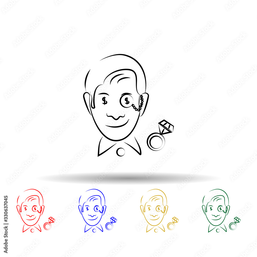 Poster jeweler avatar multi color icon. simple thin line, outline vector of mobile concept icons for ui and