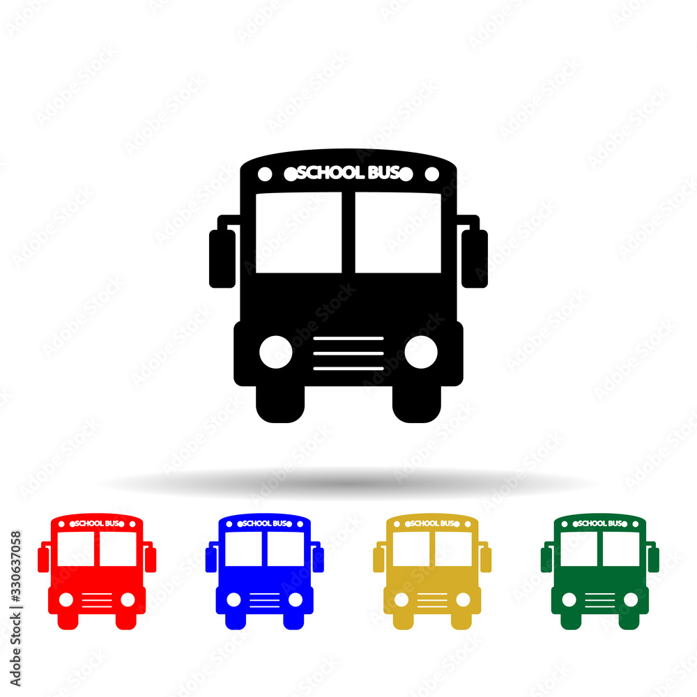 Poster school bus multi color icon. simple glyph, flat vector of back to school icons for ui and ux, websit