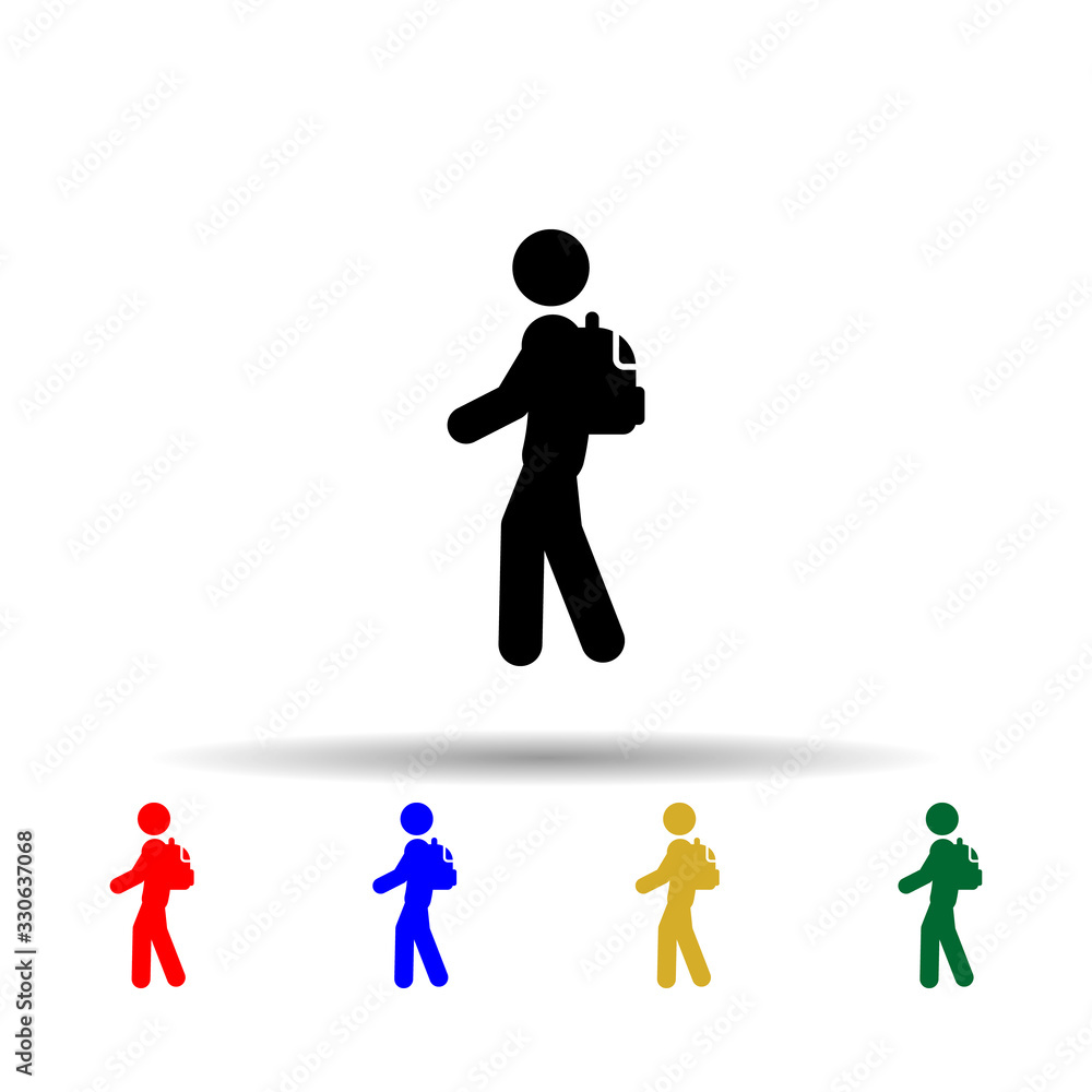 Poster schoolboy multi color icon. simple glyph, flat vector of back to school icons for ui and ux, website