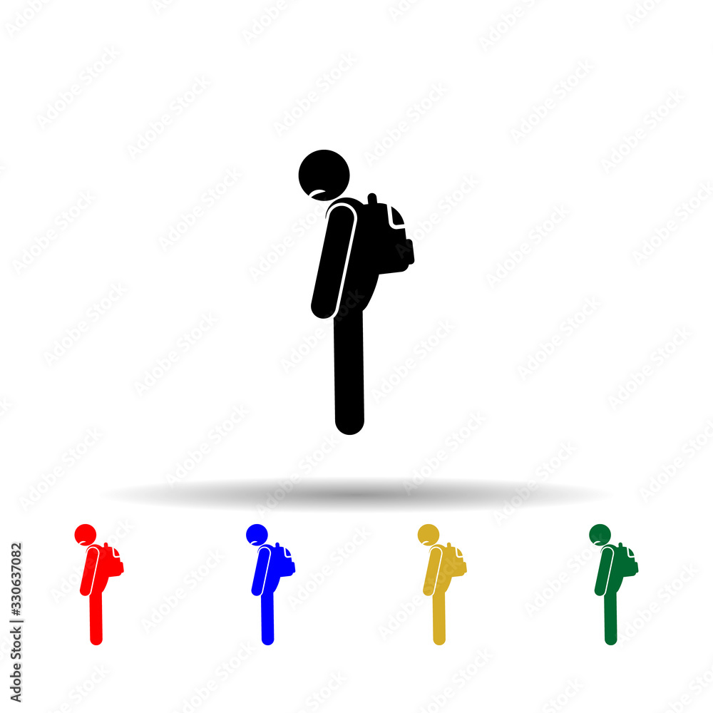 Poster sad schoolboy multi color icon. simple glyph, flat vector of back to school icons for ui and ux, web