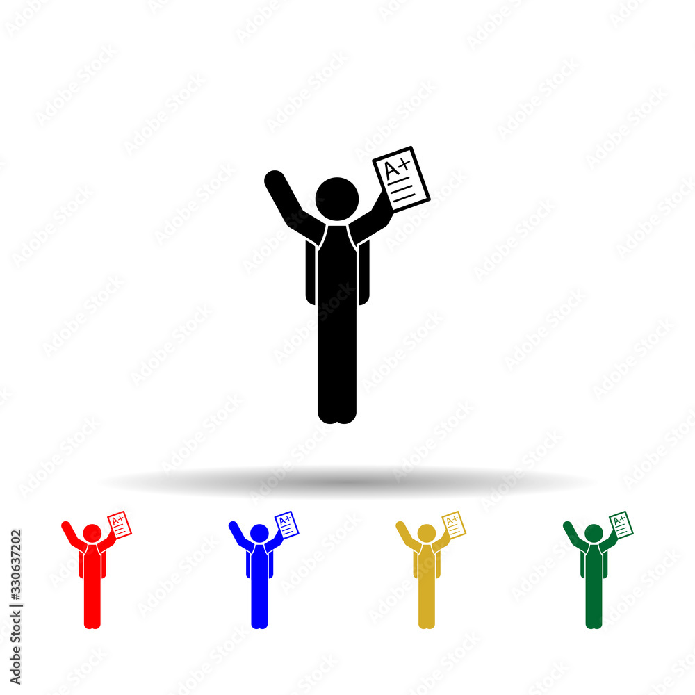 Poster excellent mark multi color icon. simple glyph, flat vector of back to school icons for ui and ux, we