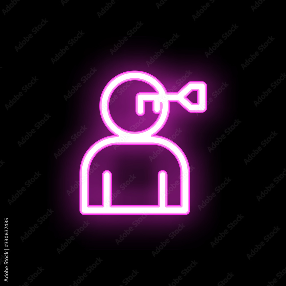 Poster human brain key neon icon. simple thin line, outline vector of mix icons for ui and ux, website or m