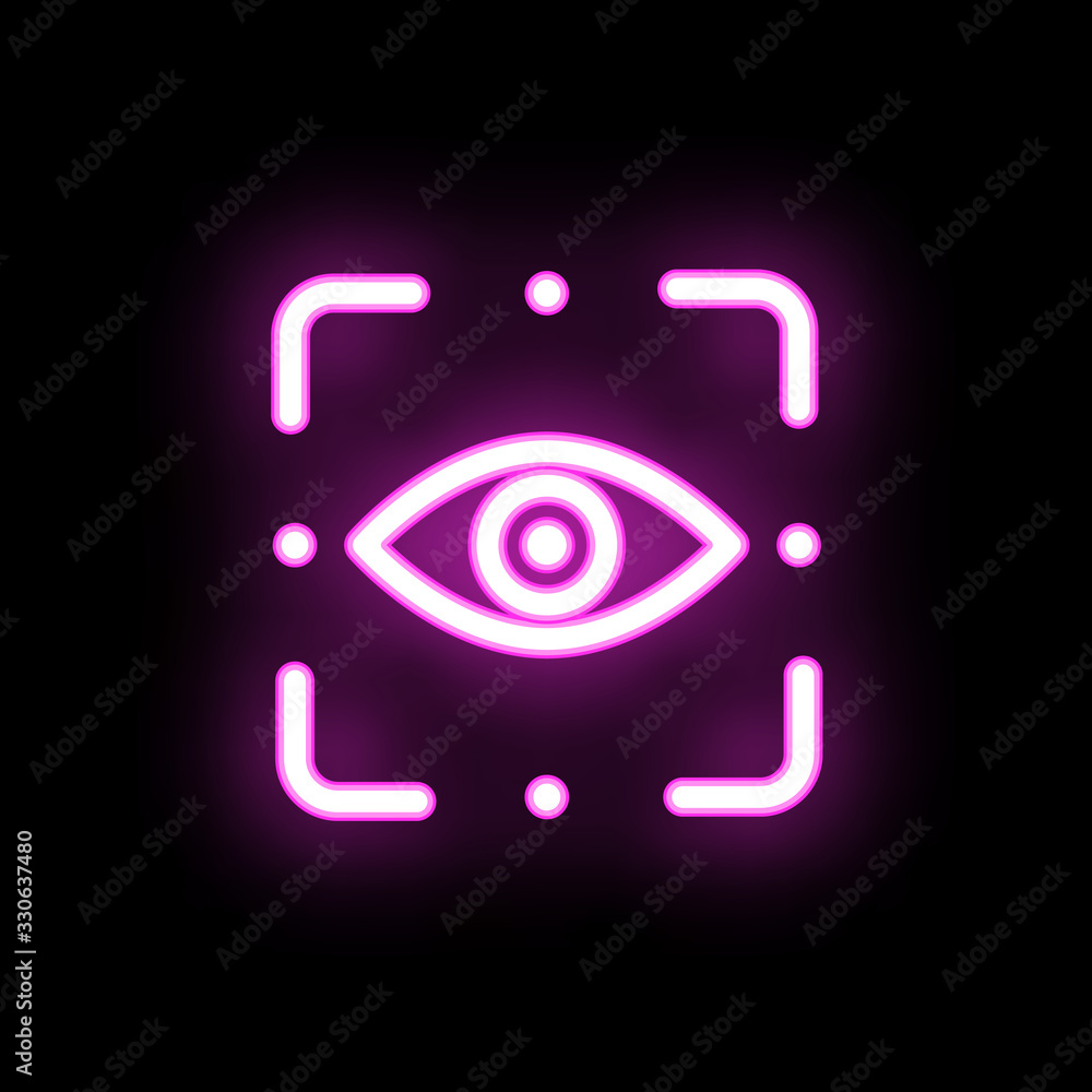 Poster eye scan neon icon. simple thin line, outline vector of mix icons for ui and ux, website or mobile a