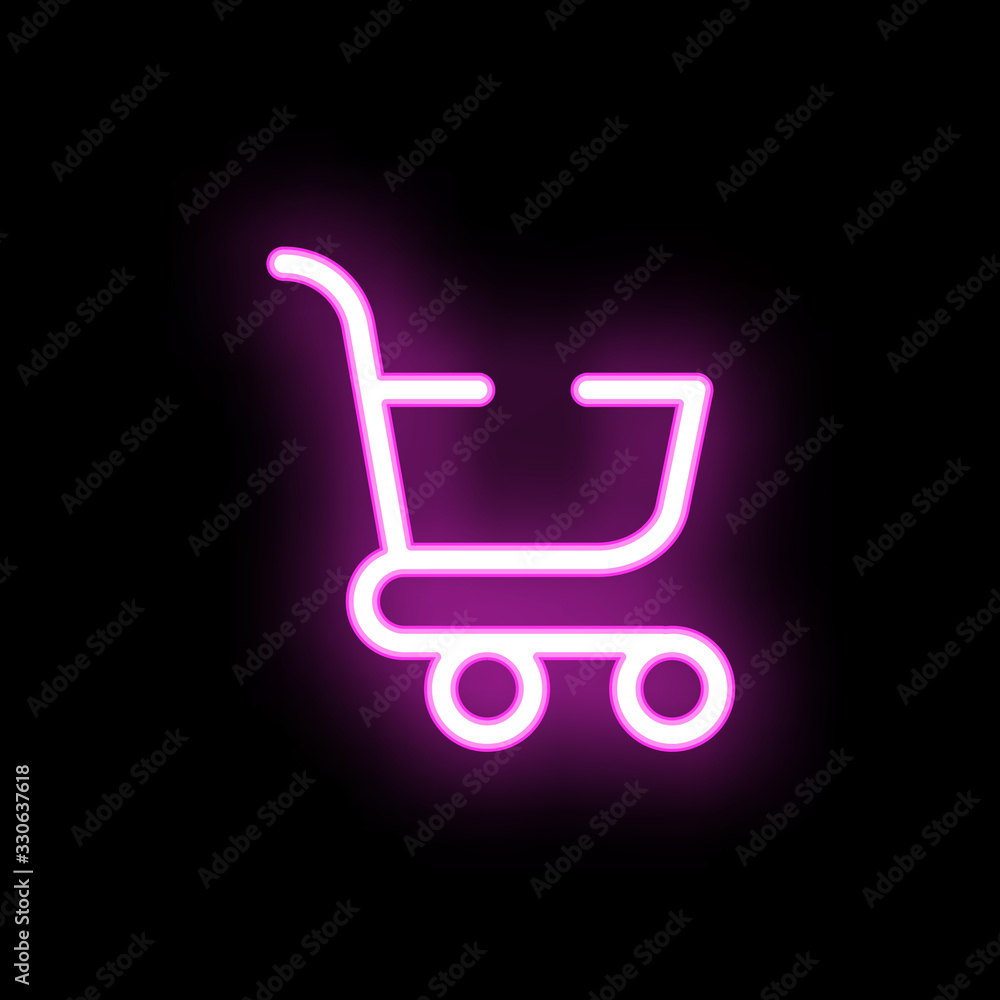 Poster shopping cart neon icon. simple thin line, outline vector of mix icons for ui and ux, website or mob