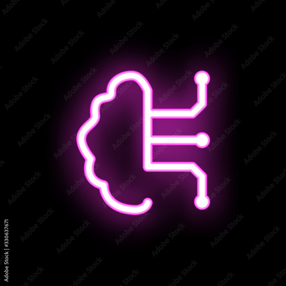 Poster smart brain neon icon. simple thin line, outline vector of mix icons for ui and ux, website or mobil