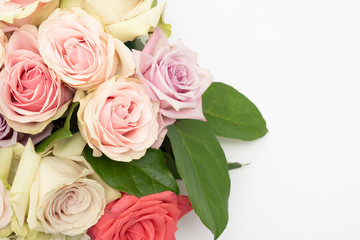 beautiful fresh rose floral flat lay floral background