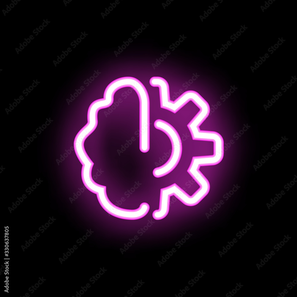 Poster brain gear neon icon. simple thin line, outline vector of mix icons for ui and ux, website or mobile