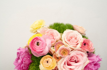 beautiful fresh rose floral flat lay floral background