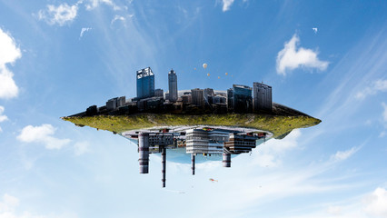 Industrial power plant with smokestack