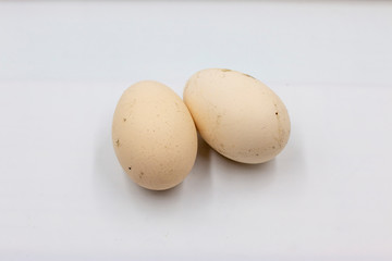 Bantam chicken egg on white background