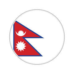 Nepal flag in glossy round button of icon. flag logo of Nepal emblem isolated on white background, Nepal national concept sign, Vector illustration.