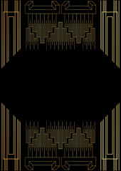 Luxury geometric background with space for text. Vector illustrated vintage wedding invitation, greeting card in art deco.