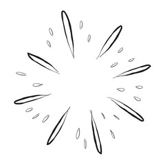 Sunburst doodle. Hand drawn star burst explosion. Illustrated Design Element.