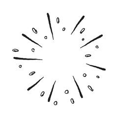 Sunburst doodle. Hand drawn star burst explosion. Illustrated Design Element.