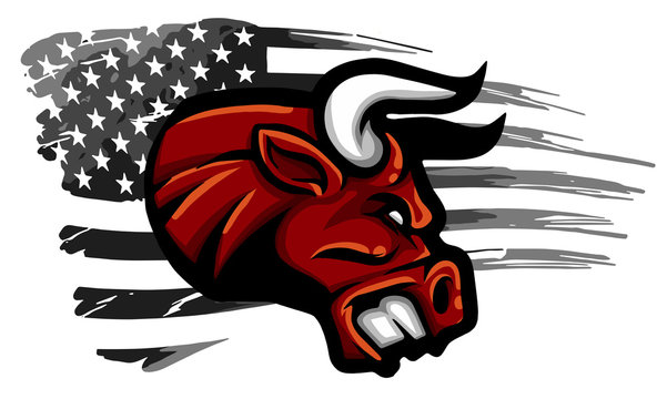 Angry Mad Bull Bursting Through Wall Vector