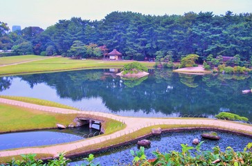 Obraz premium 後楽園の日本庭園、岡山県、日本