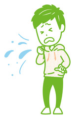 咳をする男性　ポーズ　イラスト
