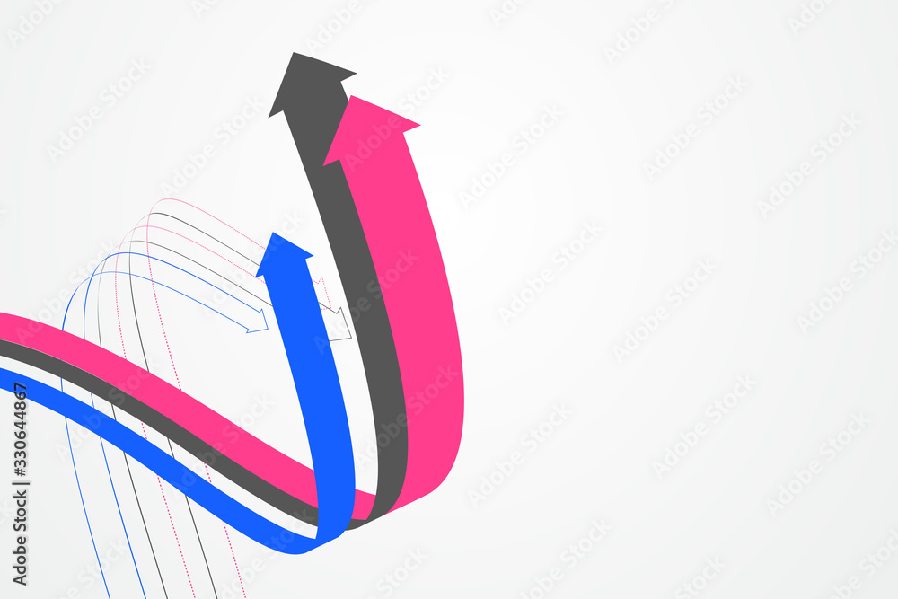 Aufkleber abstract graphics composed of staggered arrows symbolize the meaning of cooperation and development.
