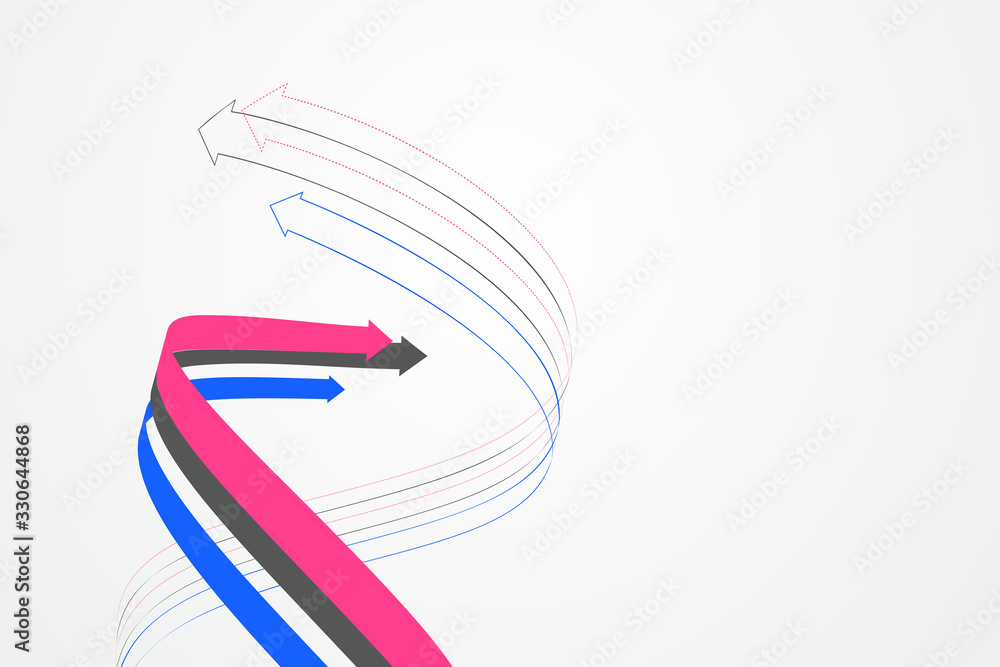 Aufkleber abstract graphics composed of staggered arrows symbolize the meaning of cooperation and development.
