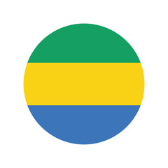 Gabon flag in round button of icon. flag logo of Gabon emblem isolated on white background, Gabon national concept sign, Vector illustration.