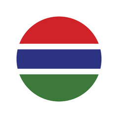 Gambia flag in round button of icon. flag logo of Gambia emblem isolated on white background, Gambia national concept sign, Vector illustration.