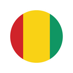 Fototapeta premium Guinea flag in glossy round button of icon. flag logo of Guinea emblem isolated on white background, Guinea national concept sign, Vector illustration.