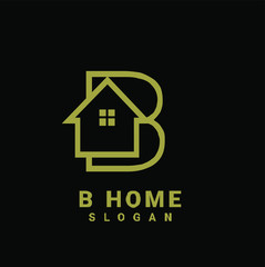 gold B initial house logo icon design vector