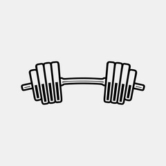 Barbell icon logo design. weight training equipment symbol.