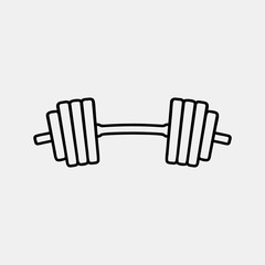 Barbell icon logo design. weight training equipment symbol.