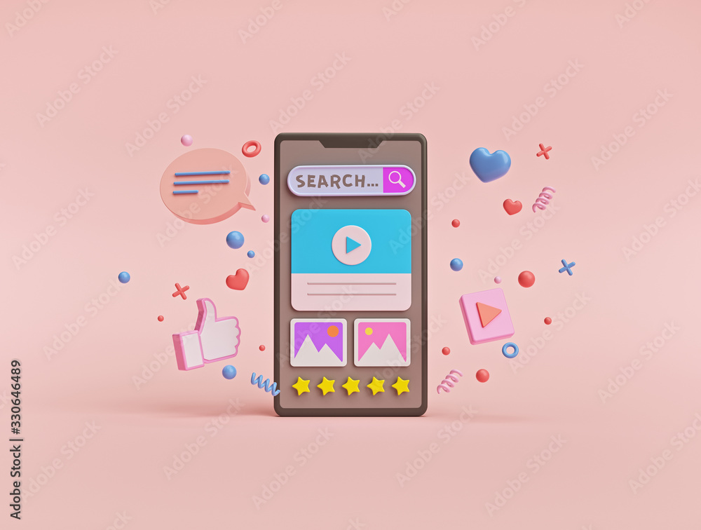 Poster abstract geometric shapes background with a smartphone. application interface. trendy design for soc