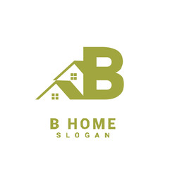 gold B initial house logo icon design vector
