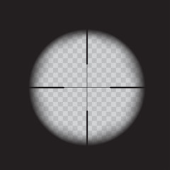 Sniper scope crosshairs view. Realistic optical sight on transparent. Vector