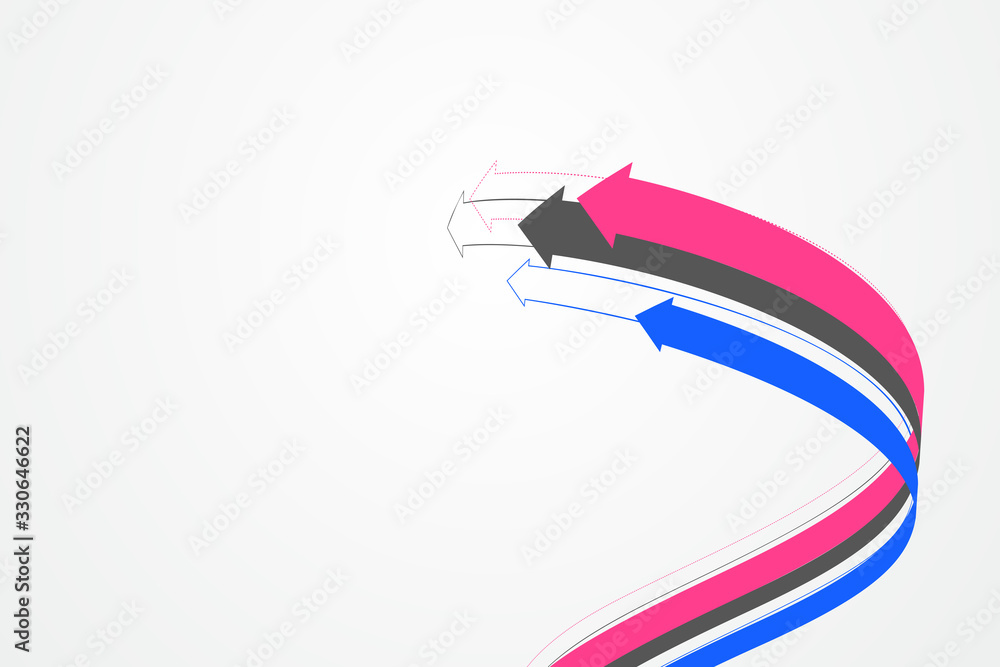 Poster abstract graphics composed of staggered arrows symbolize the meaning of cooperation and development.